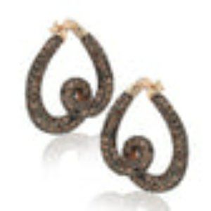 Rose Sterling Silver Brown Cubic Zirconia Swirl Earrings